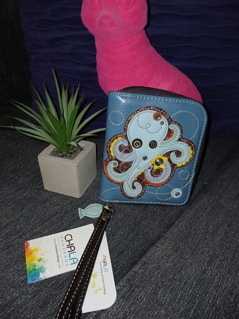 Chala Blue Octopus Wristlet Wallet